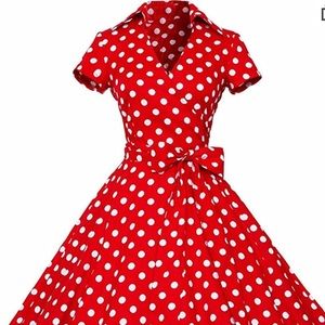 Red polka dot vintage inspired dress